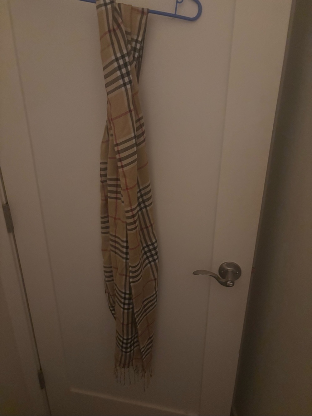 Classic Plaid Fringe Scarf in Beige and Black